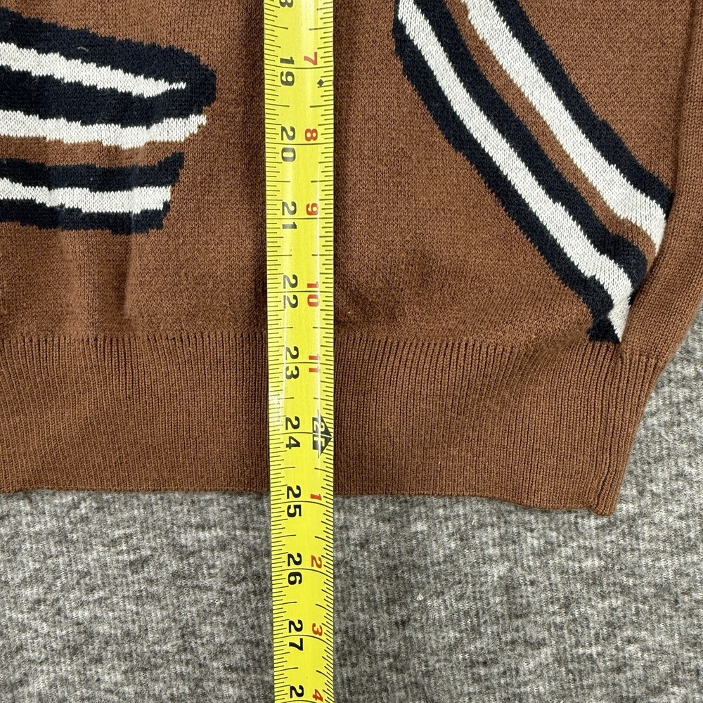 Perry Ellis Mens Brown Abstract Geometric Stripe Crew Neck Sweater Size Medium - Picture 3 of 8